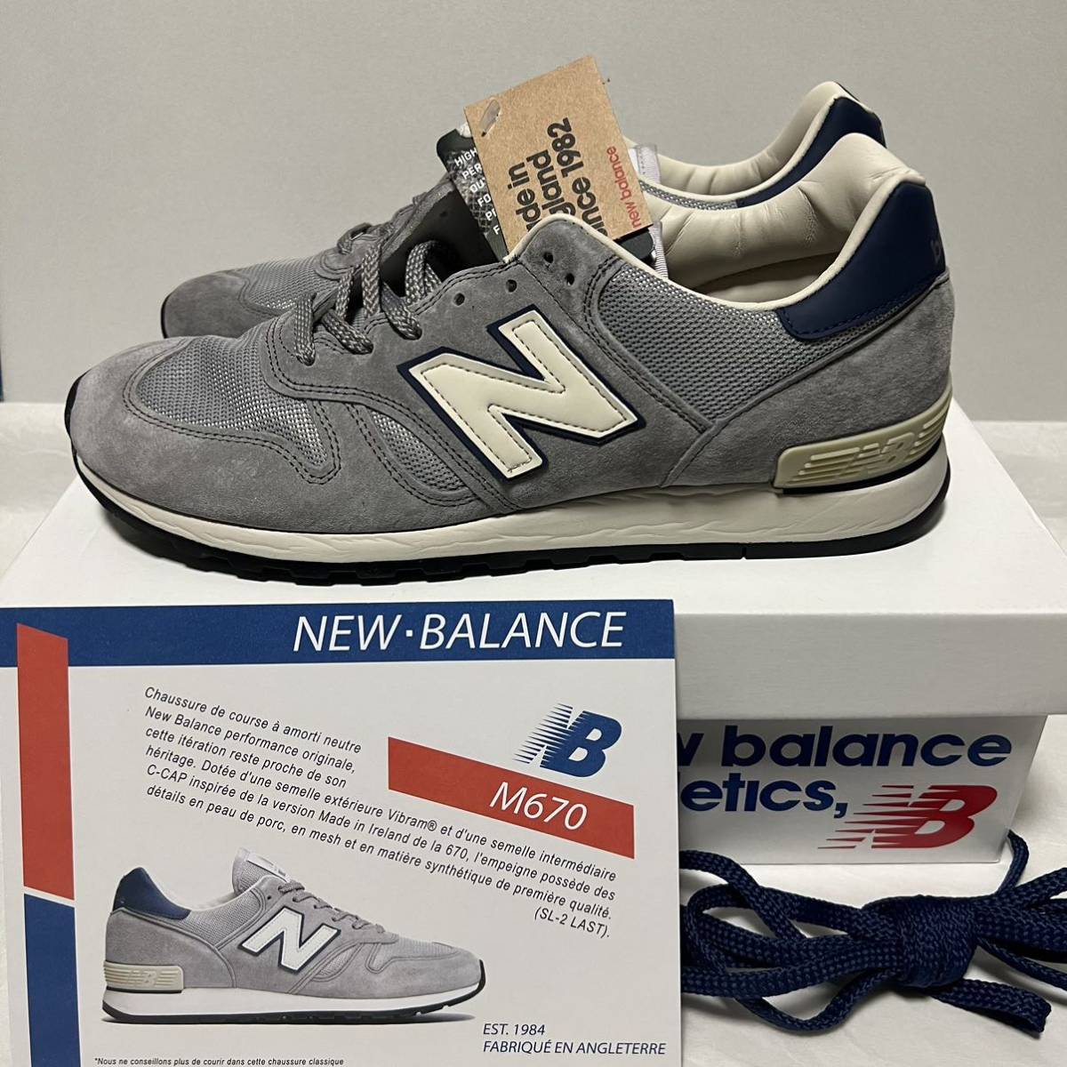 新品 NEW BALANCE ニューバランス 40th記念モデル M 670 UKF Made in UK イングランド製 英国製 グレー ネイビー USA 10 約28cm_画像3