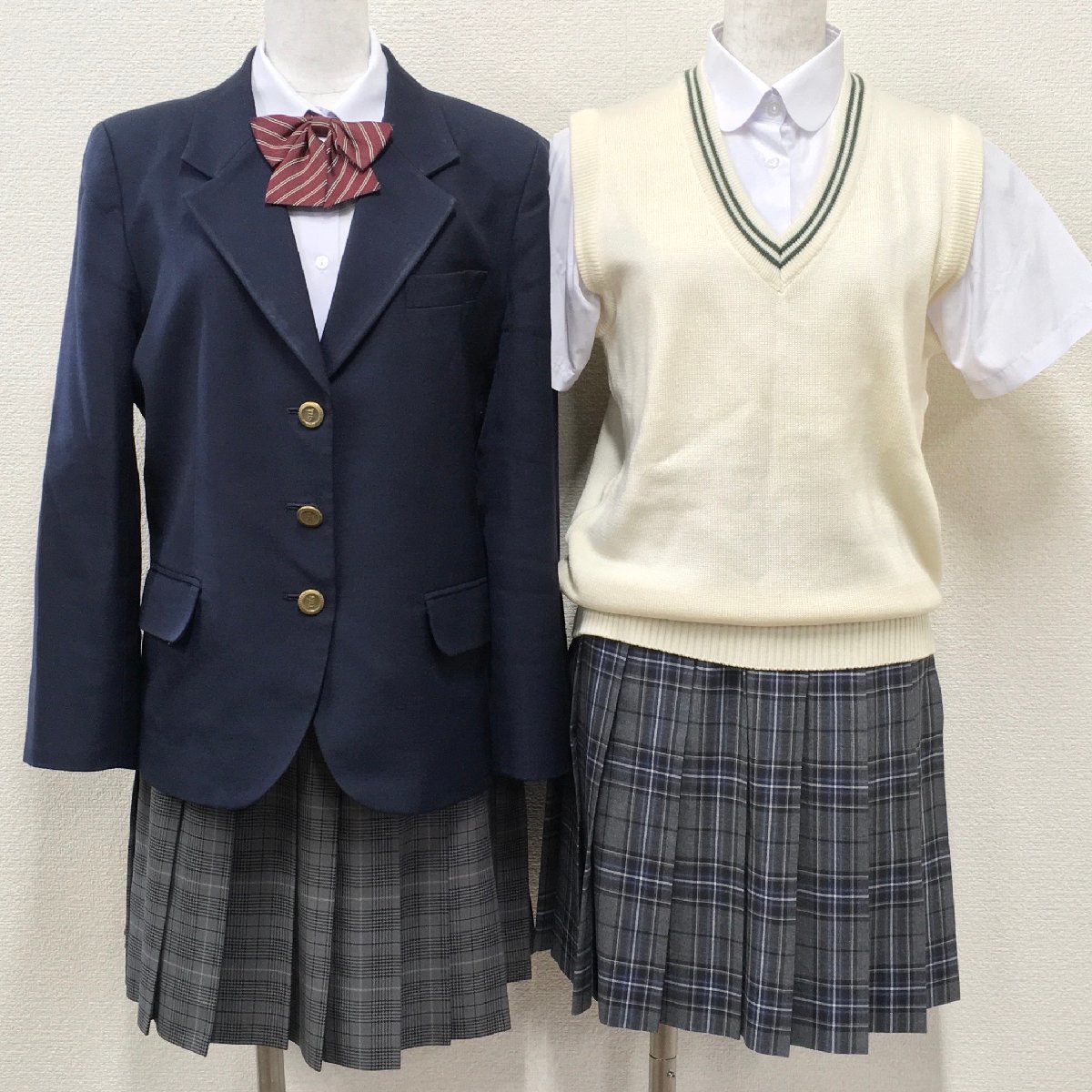 A334/T866(中古)栃木県 高根沢高校 女子制服7点 /旧制服/M/W69/ブレザー/ベスト/スカート/リボン/GREENMATE/Predichant/学生服/卒業生品