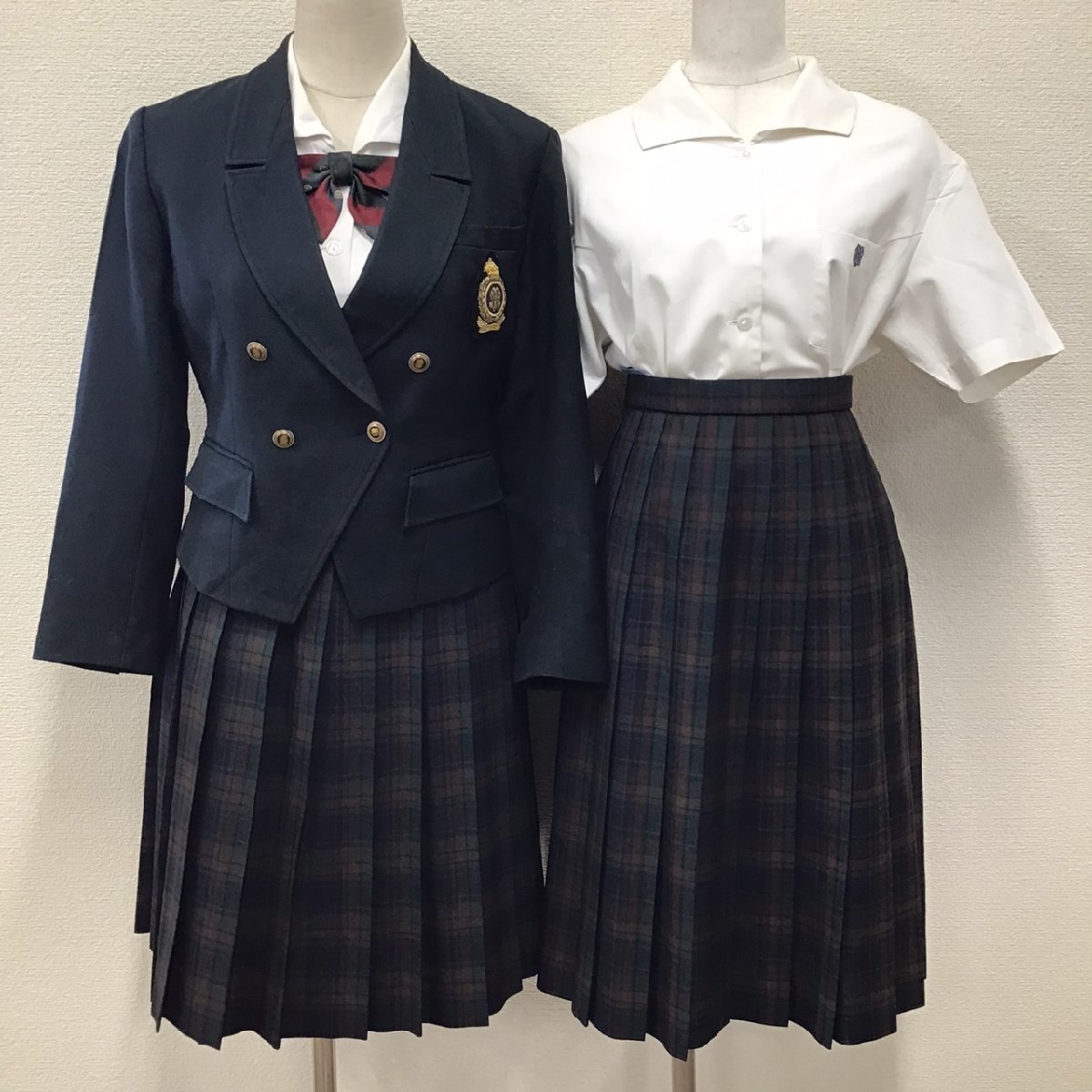 O932 (中古) 兵庫県 播磨南高校 6点セット /旧制服/155A/W66/ブレザー/ブラウス/スカート/リボン/SHIMOKAWA/冬服/夏服/制服/女子学生/高校