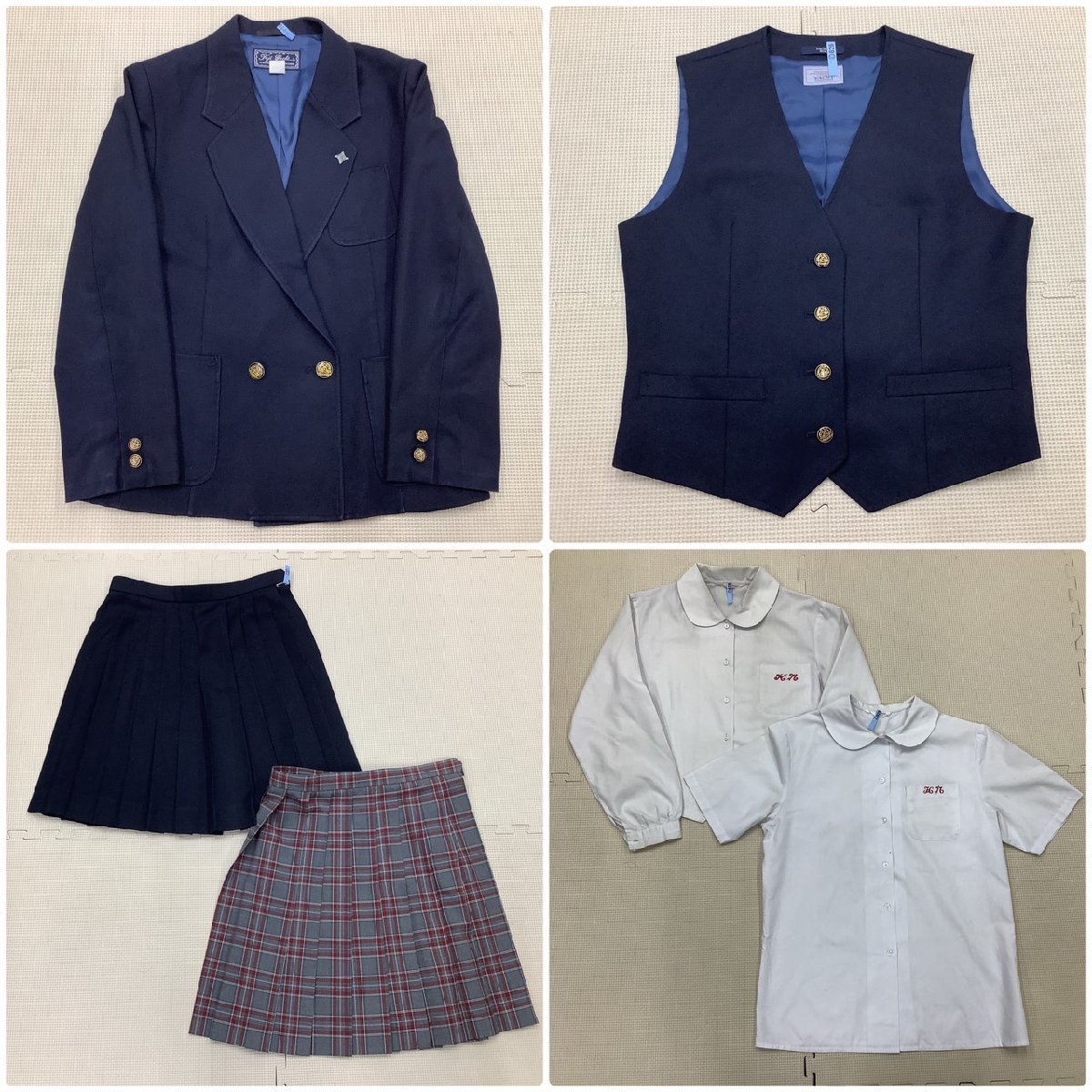 I278/Y(中古)山形県 荒砥高校 女子制服6点 /旧制服/校章/165A/W66/丈49/ブレザー/ブラウス/スカート/チェック/冬服/合服/夏服/学生服_画像2