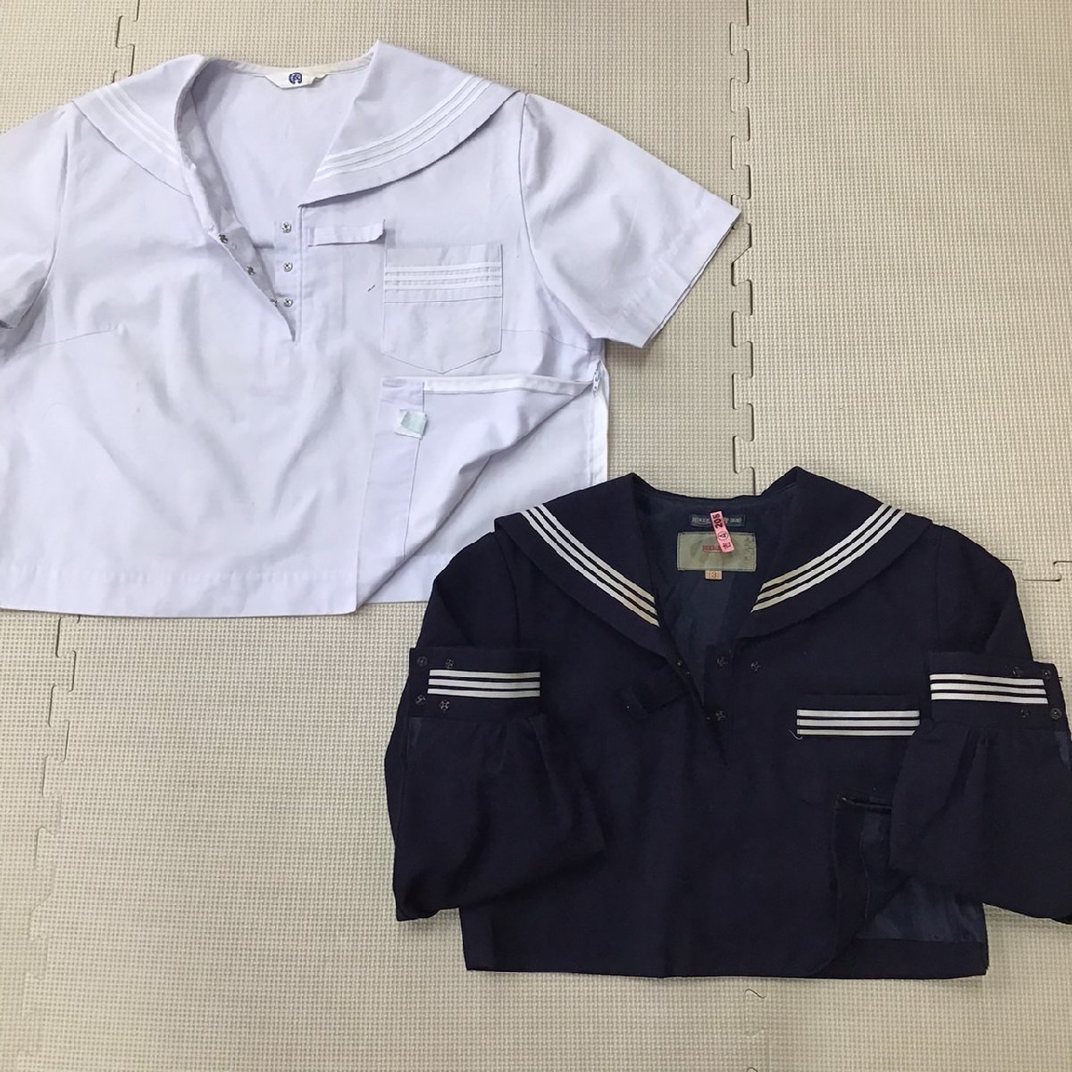 O410/(中古/箱) 広島・兵庫方面 女子制服 8点 /セーラー/スカート/3/M/L/W66/紺/中学/高校/制服/学生服/夏用/冬服/女子学生/まとめ_画像3