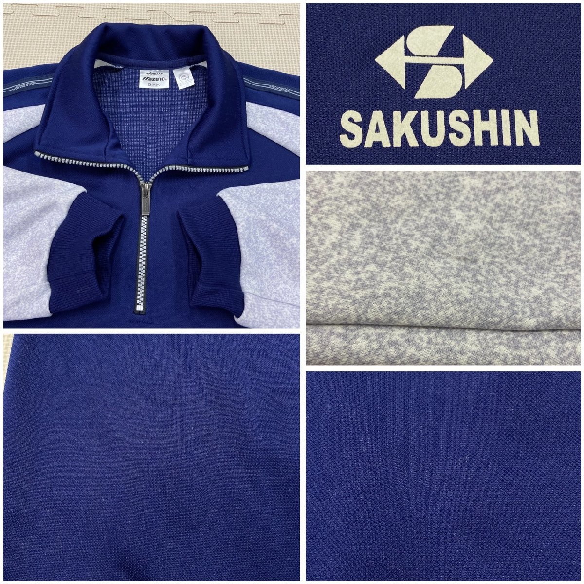 Y313/T605 ( used ) Tochigi prefecture work new .. high school gym uniform 4 point / old design /O/ long sleeve /tore shirt / short sleeves / shorts /. gray / navy blue / man ./. industry raw goods / largish 