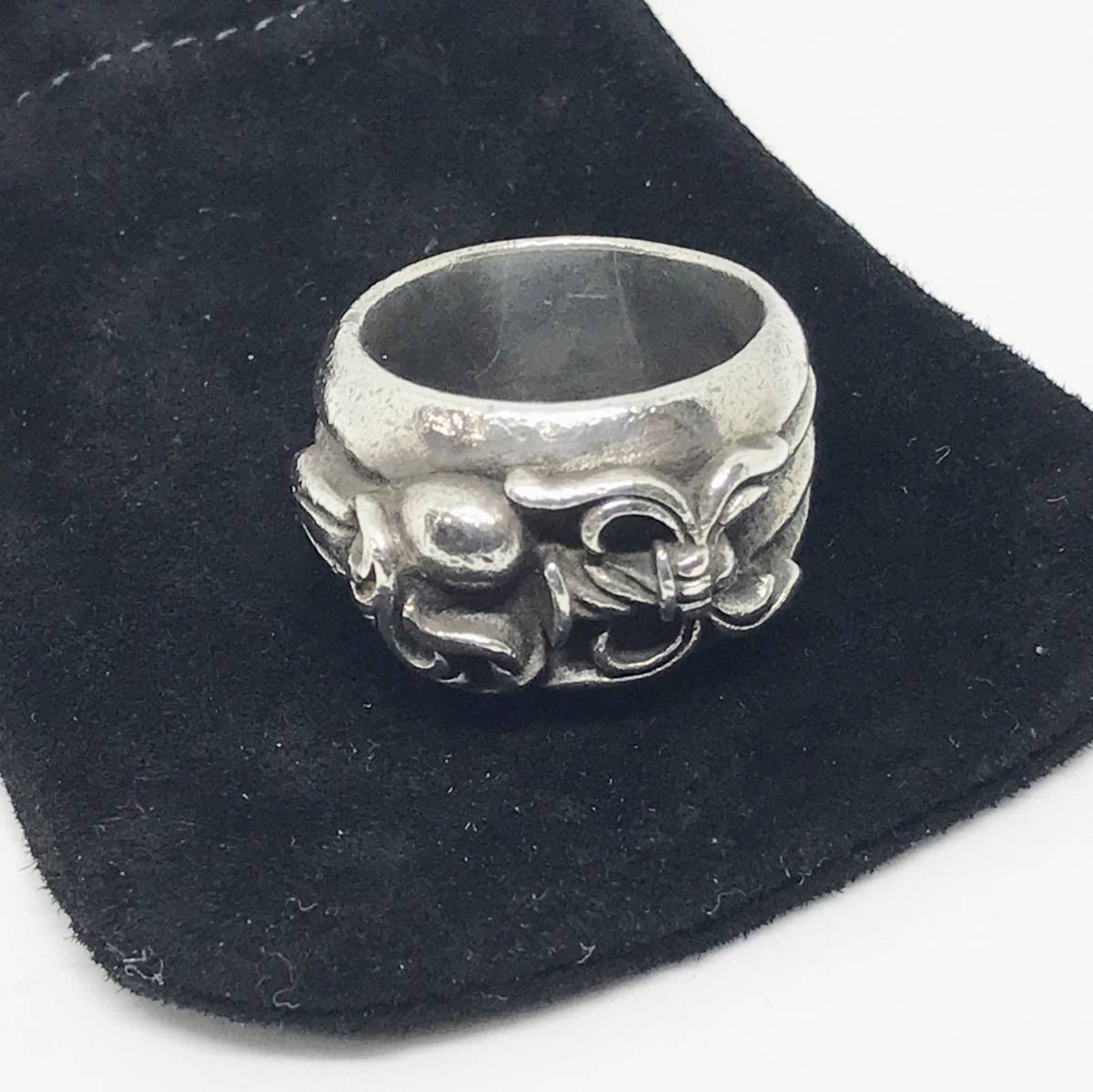 19号◆CHROME HEARTS クロムハーツ Dagger Heart Ring ダガーハートリング シルバー_画像1