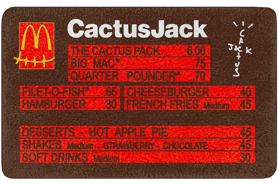 Cactus Jack Travis Scott x McDonalds CJ Menu Rug カクタスジャック トラビススコット マクドナルド ラグマット 絨毯 茶 BROWN