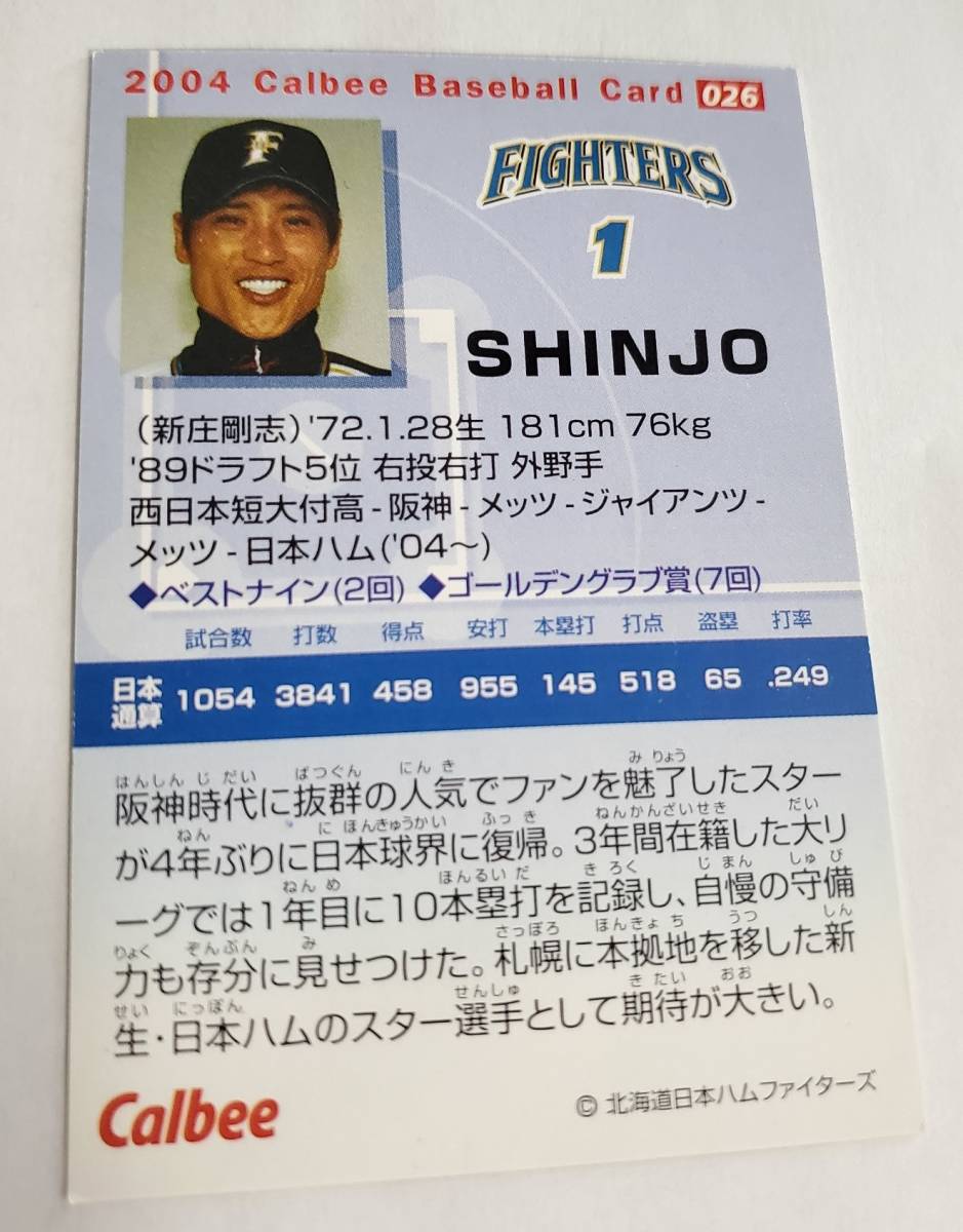 2004年　新庄剛志　SHINJO　プロ野球　日本ハム　トレーディングカード　Calbee　美品_画像2