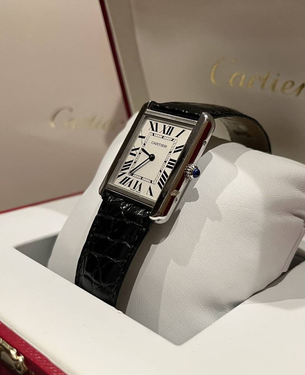 Cartier タンクソロ　LM カルティエ　シルバー　純正レザーベルト　Dバックル_画像3