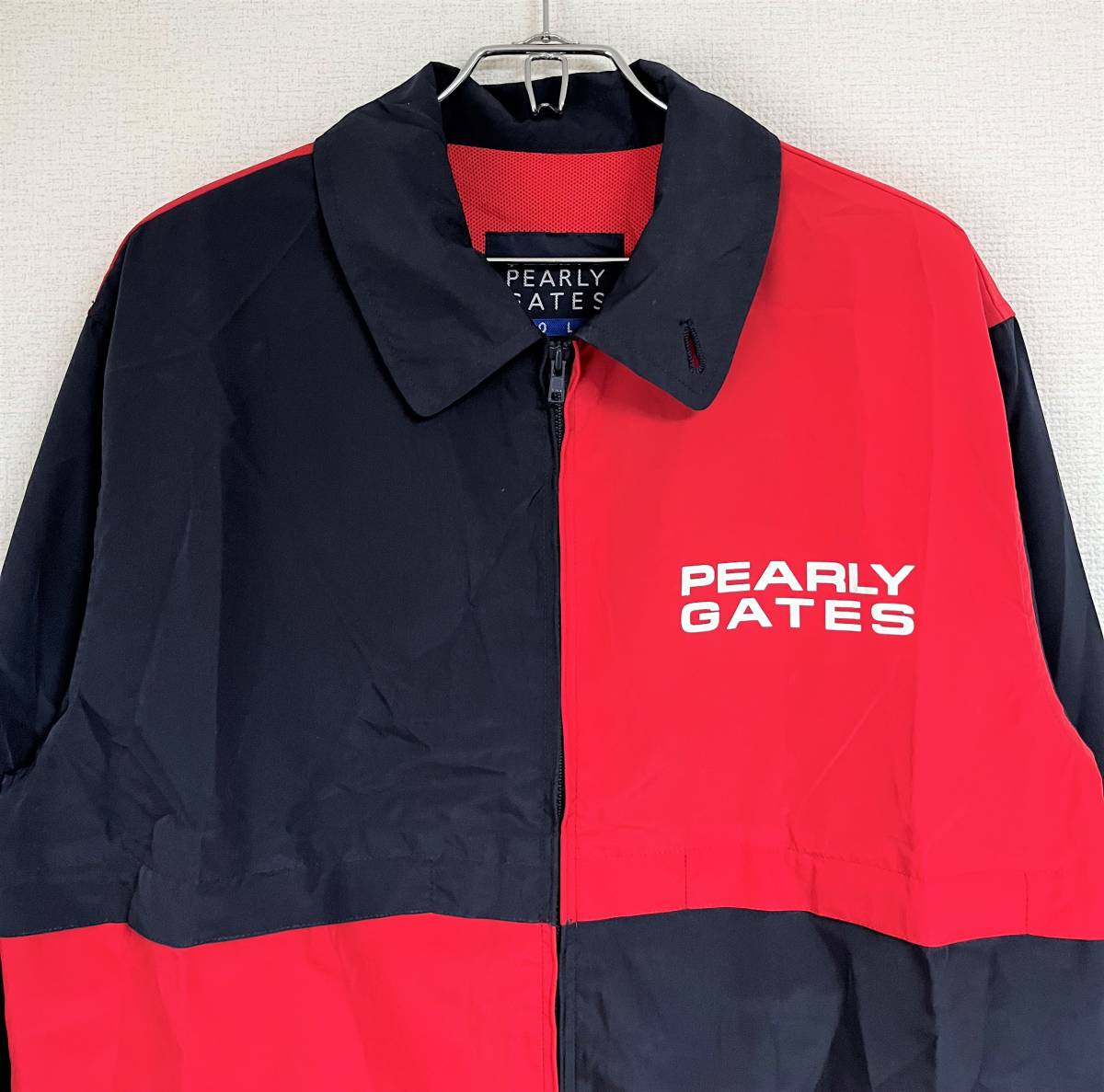 GOLF ゴルフ スポーツ レインウェア ＊PEARLY GATES パーリーゲイツ ＊ジャケット パンツ パッカブル ＊S size ネイビー レッド カッパ_画像2