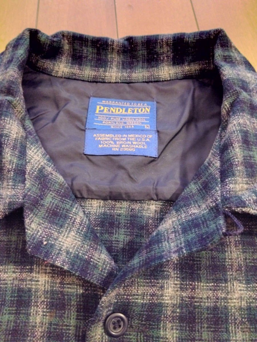 ペンドルトン PENDLETON 長袖シャツ バージンウール　メンズ 90s Lサイズ アメリカンビンテージ made in USA グレー　シャドウチェック_画像3