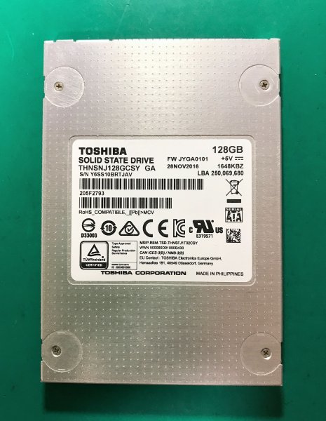 TOSHIBA / SOLID STATE DRIVE / THNSNJ128GCSY GA / 7mm / 128GB 【正常】_画像1