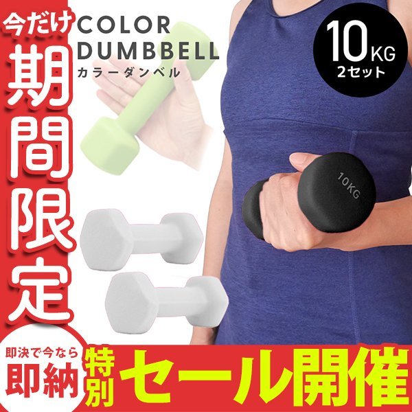 【数量限定セール】ダンベル 10kg 2個セット カラーダンベル 鉄アレイ ウエイトトレーニング ダイエット 筋トレ ダイエット グレー_画像1