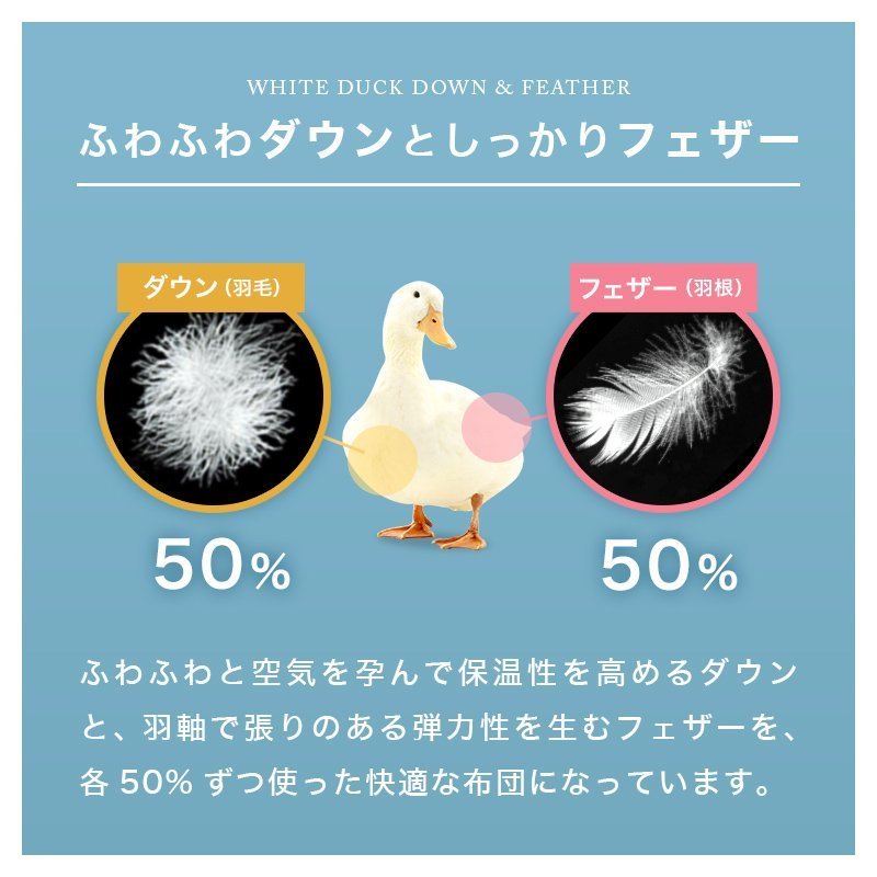 【数量限定セール】 羽毛肌掛け布団 シングルロング 洗える ホワイトダックダウン50% 羽毛布団 ダウン ダウンケット 洗える布団 肌掛け布団_画像5