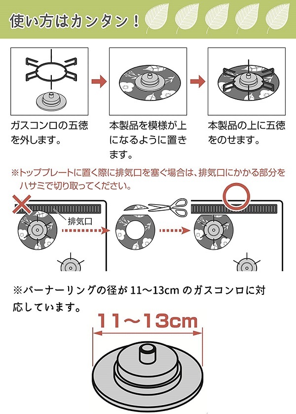 【即納】丸洗いできる ガスコンロ用汚れ防止マット3枚組 五徳の下敷 油汚れ 汚れ防止シート 焦げ付き防止 ガスコンロカバー_画像2