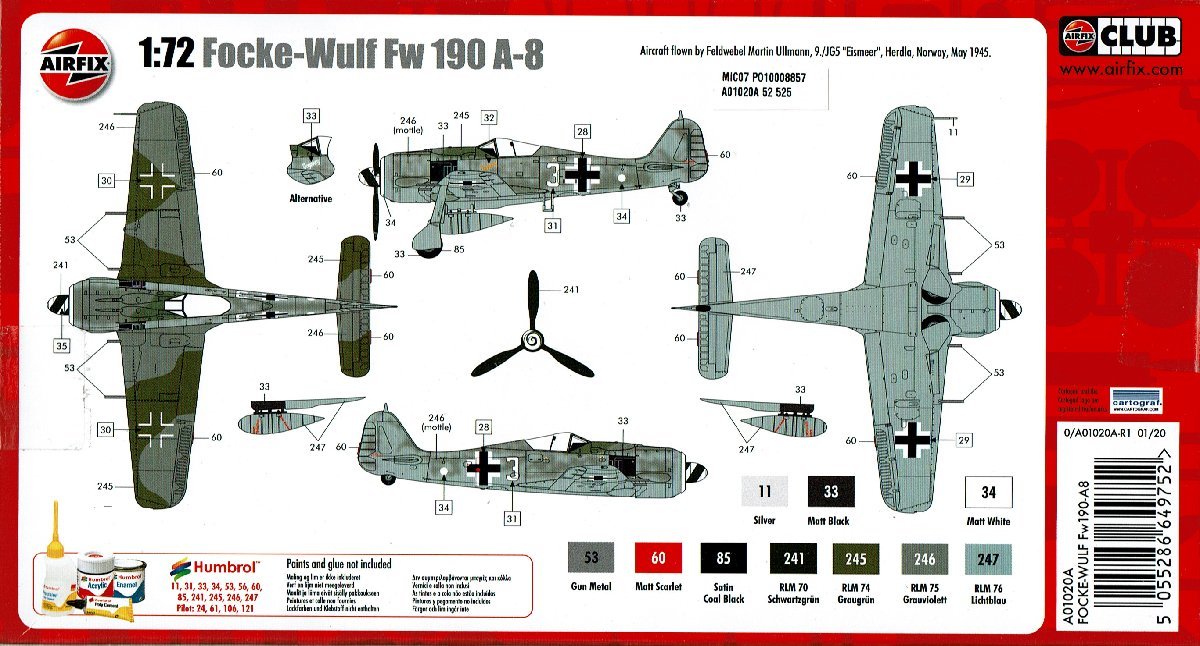 フォッケウルフ Fw190-A8 1/72 エアフィックス_画像2