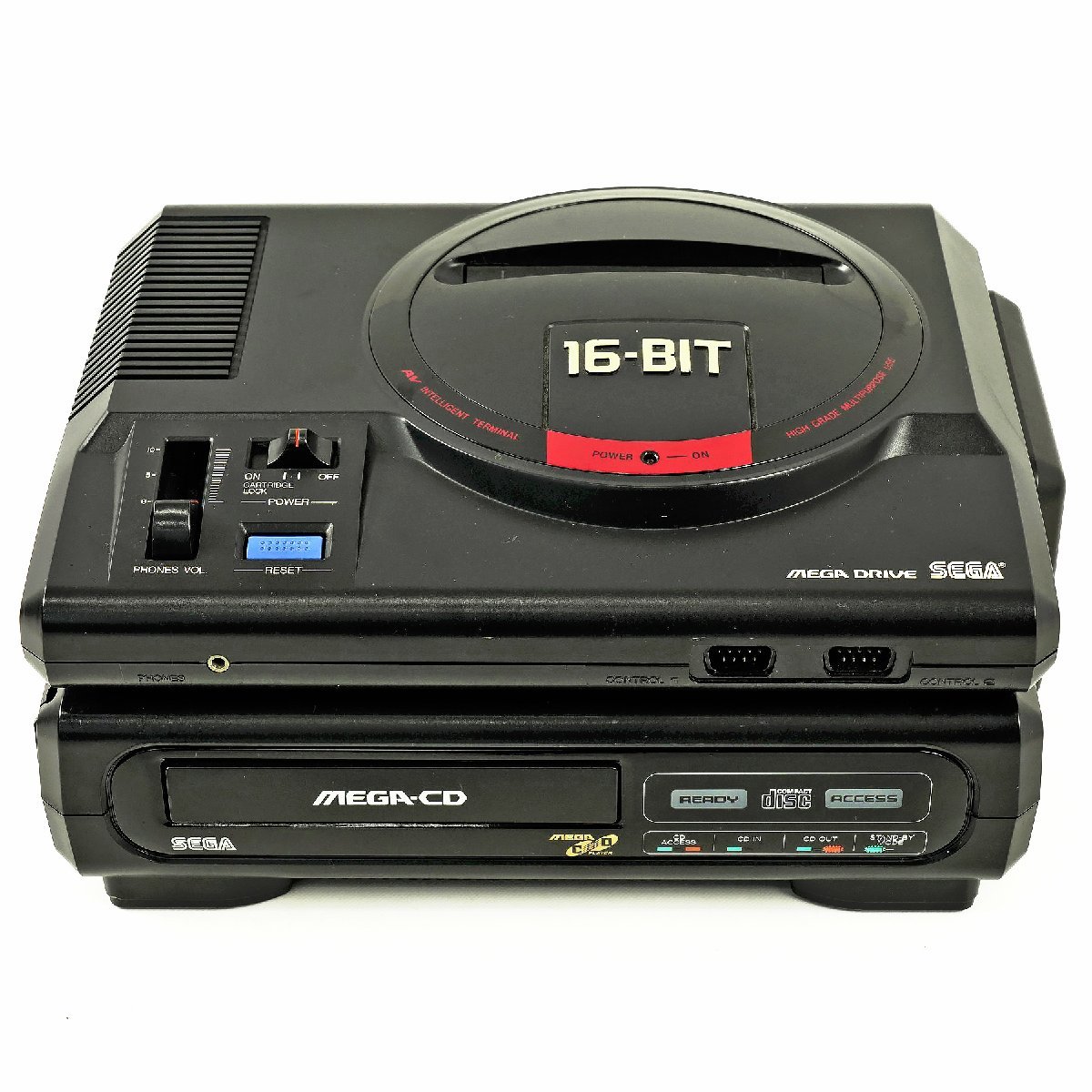 ジャンク品 SEGA セガ MEGA DRIVE メガドライブ 16BIT HAA-2510 ＋ MEGA-CD メガCD HAA-2910 [U11402]_画像3