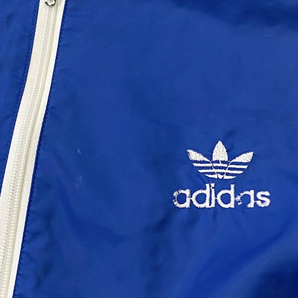 難あり/80's adidas/アディダス ナイロン ウィンドブレーカー メンズL ブルー ナイロンジャケット デサントアディダス_画像5