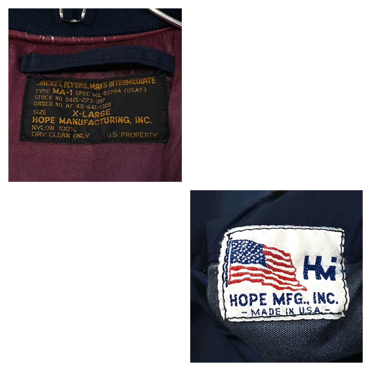 USA製 HOPE MFG.INC. MA-1 フライトジャケット メンズXL ネイビー ミリタリージャケット ブルゾン 1円スタート_画像2