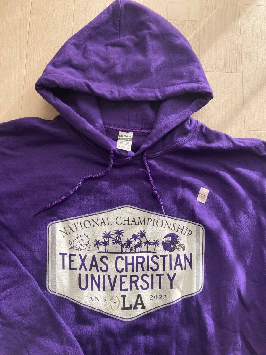 Gildan x Texas Christian University TCU Championship LA 2023 Hoodie パーカー U.S サイズ M_画像2