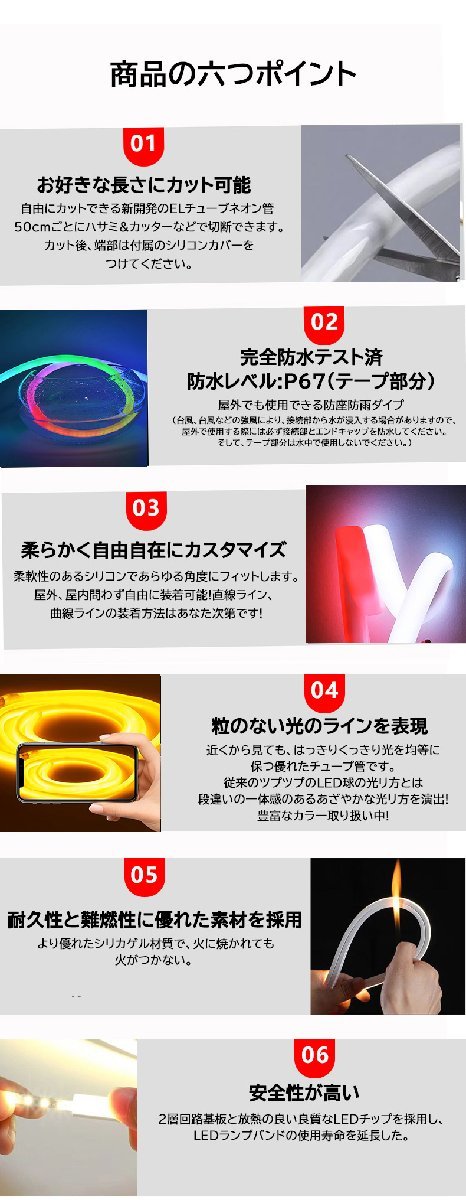 最先端！RGB最先端320°発光ネオンled ledテープライト リモコン付き 調光 5m イルミネーション AC100V 120SMD/M EL蛍光チューブ管 切断可_画像8