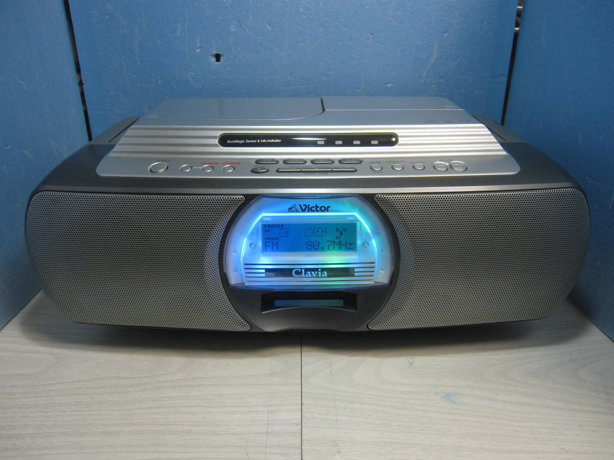Victor CD-MD PORTABLE SYSTEM RC-G17MD-H CD/MDラジカセ R付 通電ジャンク品 管HJ499_画像1