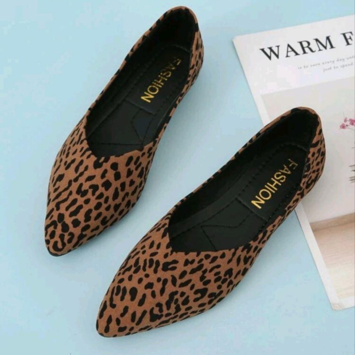 Q91 new goods pumps flat shoes animal pattern leopard print Brown lady's shoes low heel fashion miscellaneous goods 24 centimeter 