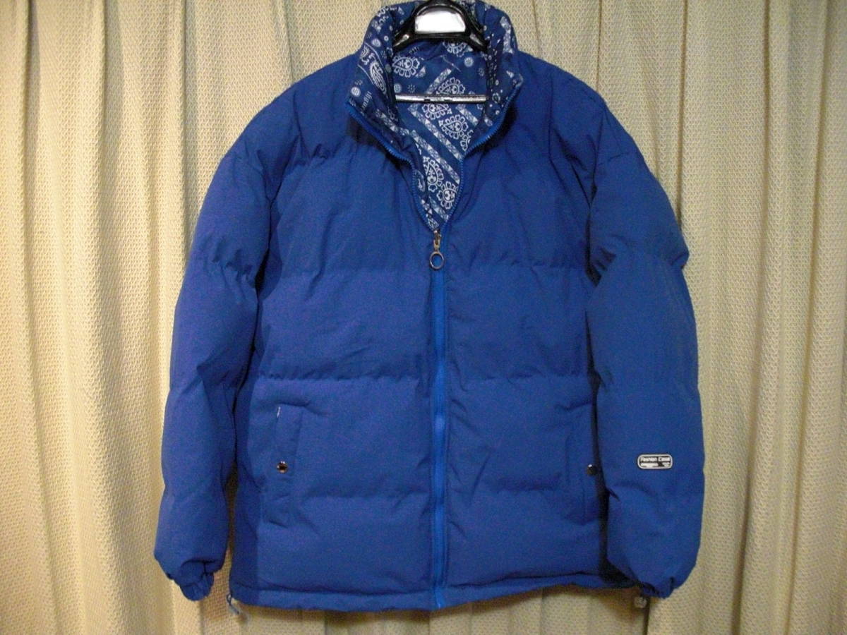 リバーシブル防寒ジャケット「ペイズリー柄×ロイヤルブルー」２XL・チカーノ・ローライダー・ギャングスタ・HIPHOP