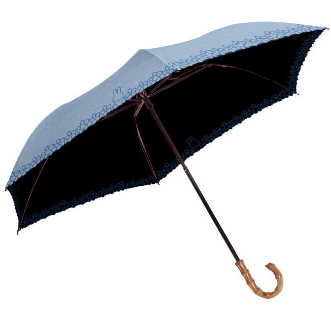 特価 水色 ミッフィー 417 折りたたみ傘 スカラー刺繍 持ち手 竹製 晴雨兼用折傘 _画像4