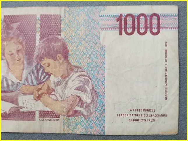 【イタリア 1000リラ 紙幣/1990年】 伊1000 LIRE/マリア・モンテッソーリ/旧紙幣/札/古紙幣/古銭の画像8