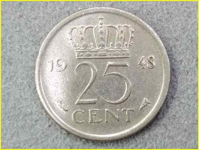 【オランダ 25セント 硬貨/1948年】 25 CENT/旧硬貨/コイン/25Ct/古銭/NEDERLANDEN_画像1