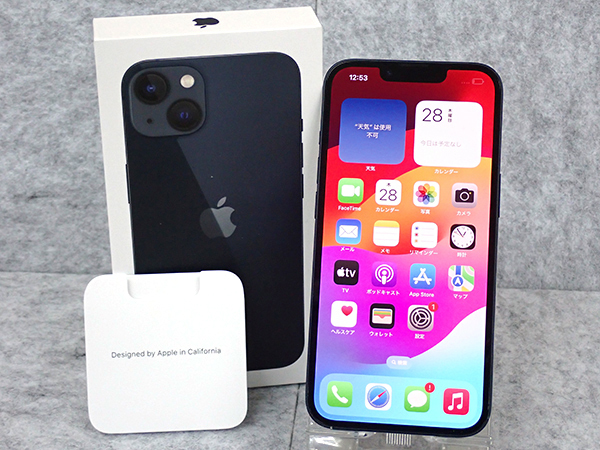 □【中古】国内版SIMフリー iPhone 13 128GB ミッドナイト 黒 MLNC3J/A 本体 一括購入(NZ464-18)_画像1