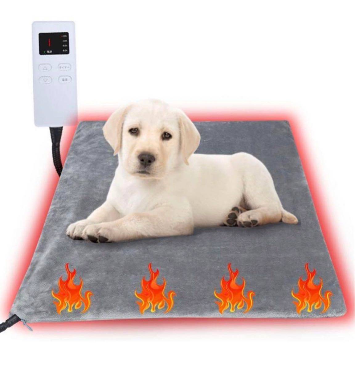 Sazuik ペット用ホットカーペット 4段階タイマー 9段階温度調整 犬 猫用 ホットマット 45*50cm_画像1