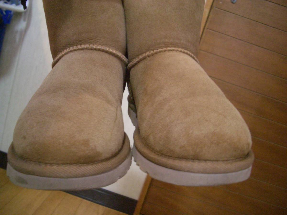 UGG*アグ*オーストラリア*羊革ムートン*キャメルブラウン後リボン*内側羊毛皮ボアあたたかいムートンブーツ美品*６*23.0_画像7