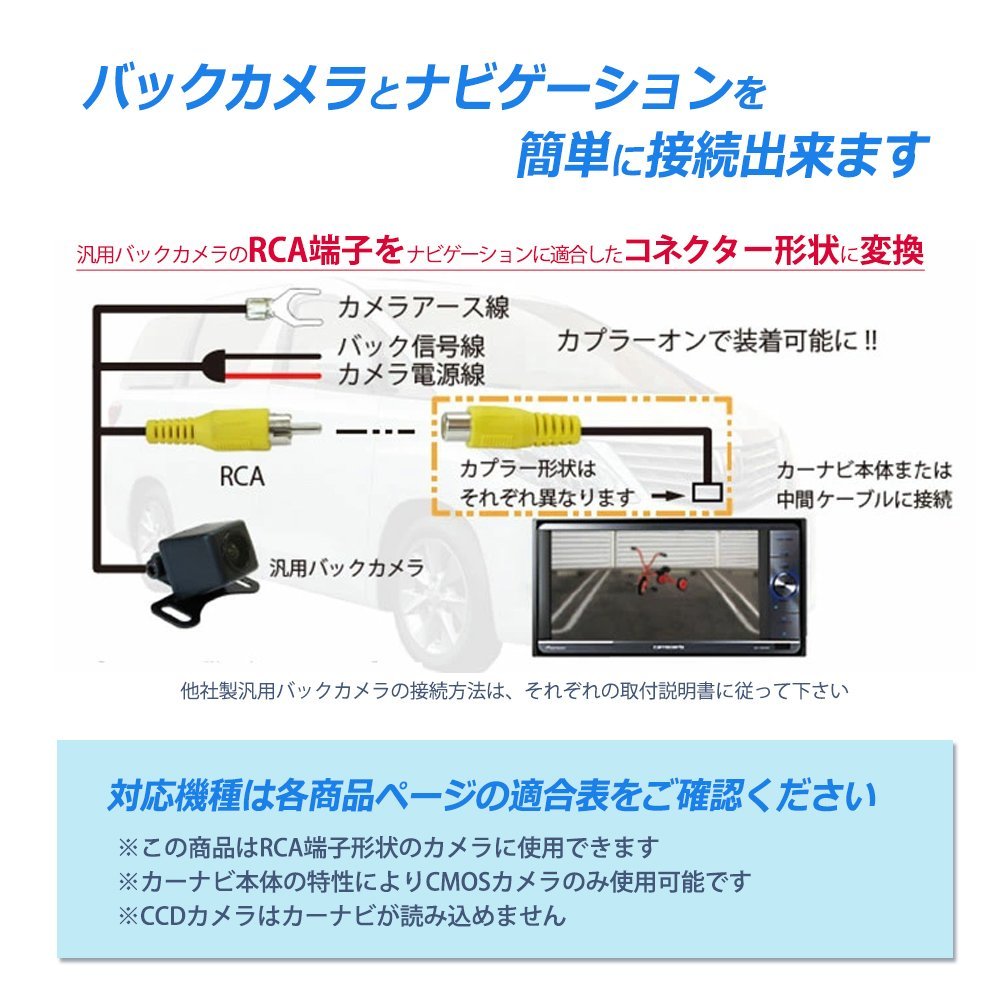 メール便 送料無料 AVIC-ZH09CS バックカメラ 接続 アダプター カロッツェリア サイバーナビ ハーネス RCA 入力 変換 リアカメラ 配線_画像4