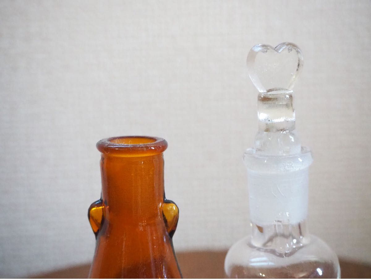 2set 昭和レトロ 薬瓶 気泡 古道具 アンティーク ビンテージ vintage