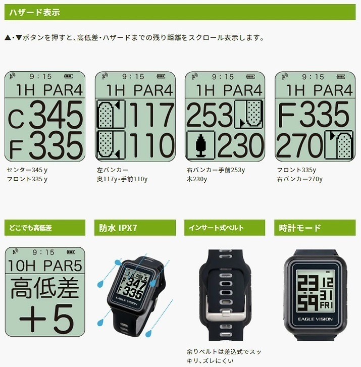 新品★朝日ゴルフ★EV-019 Type W★イーグルビジョン ウォッチ 5★EAGLE VISION watch 5★腕時計型★ブラック★送料無料_画像8