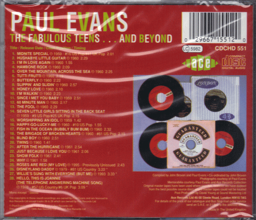 【新品/輸入盤CD】PAUL EVANS/The Fabulous Teens...And Beyond_(出品商品はシールド状態です)