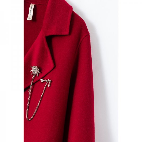 新品暖かいレディース両面100％ウールジャケットレザージャケット赤MーーMY172321216_画像3