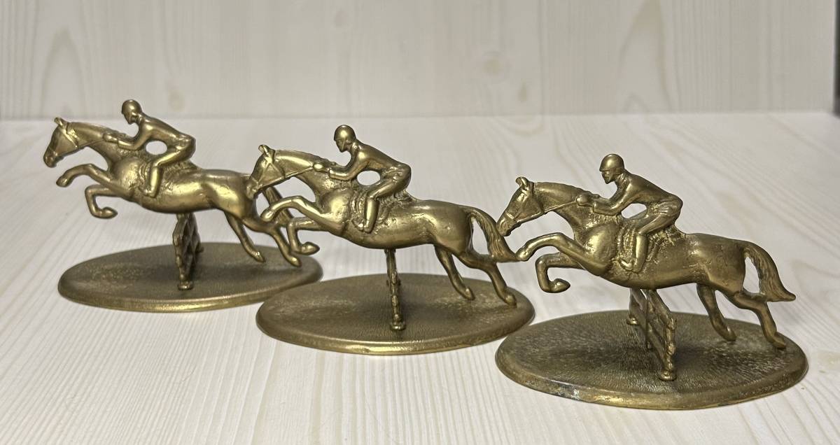 真鍮 騎士 競馬 セット 置物 置き物 ヴィンテージ アンティーク インテリア雑貨 雑貨 インテリア 馬 走る_画像1