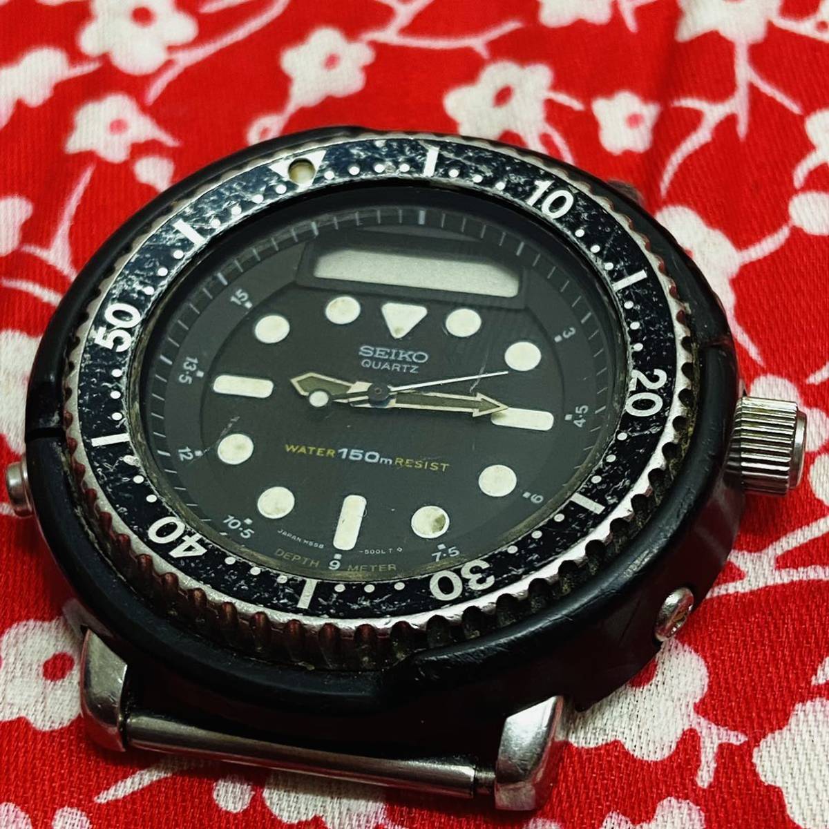 SEIKOセイコーH558-5000ビンテージ150mハイブリッド ダイバー腕 時計ARNIEアーニーブラック×シルバー系現状品_画像1