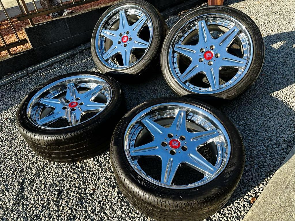 廃盤 超希少 深リム メッキ WORK LS406 245/40R20 275/35R20 4本 赤キャップ エルグランド アルファード ヴェルファイア ブルーアース_画像1