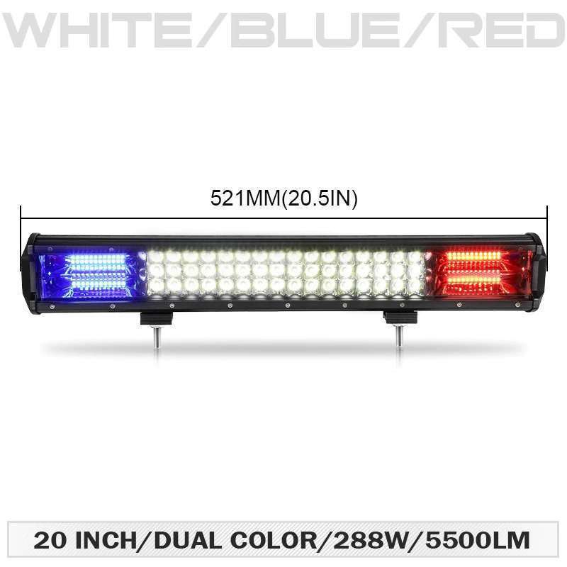 20 インチオフロードledライトバーデュアル色青赤スポット洪水警報ストロボled作業灯トラックatv suv 4X4 utv White Amber_画像3