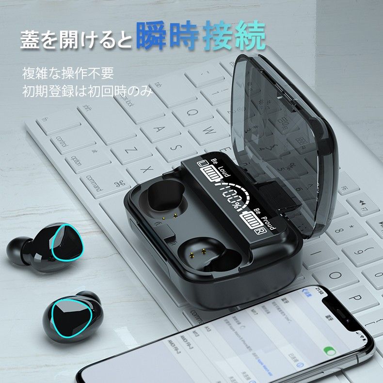 Bluetooth5.3 ワイヤレスイヤホン ブルートゥースイヤフォン　イヤフォン 防水　bluetoothイヤホン 黒