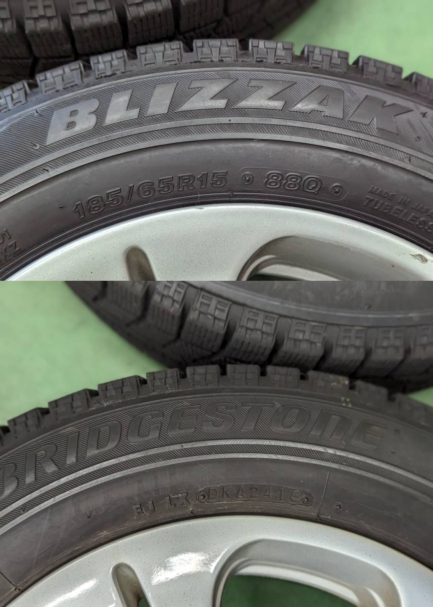 バリ山【185/65R15アルミ付スタッドレス4本 ブリヂストンVRX◆ｂB ノート フリード ティーダ アクア イスト カローラ デミオ等　深溝_画像6