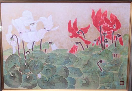 492841 日本画 松本高明 作 仮題「花」（画家）静物画・三重県出身の画像2