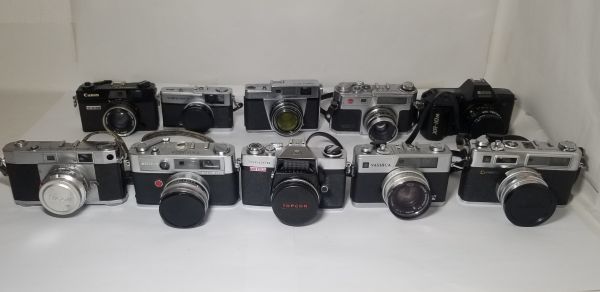 【未点検・未清掃】Canon / Condor / FUJICA / OLYMPUS / RICOH / TOPCON / YASHICA フィルムカメラ【10台セット】_画像1