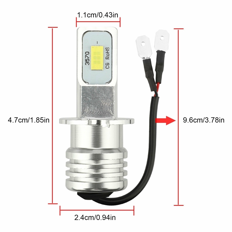 [2個] H3 LED 12V/24V 100W級 爆光 フォグランプ 白 ホワイト 無極性 6000K CSPチップ 【送料無料】_画像3