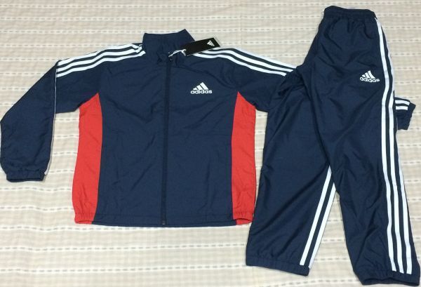  новый товар 10465 иен Adidas Adidas Junior мужчина женщина спорт одежда ветровка верх и низ в комплекте 130cm CLIMASTORM. способ ., обратная сторона ворсистый темно-синий / красный 