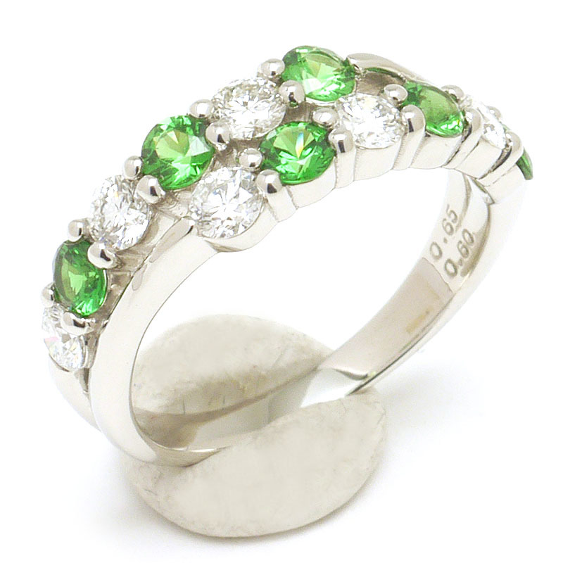 グリーングロッシュラーガーネットダイヤモンドリング #11 約11号 PT900 プラチナ ソーティング付 指輪 美品_画像1
