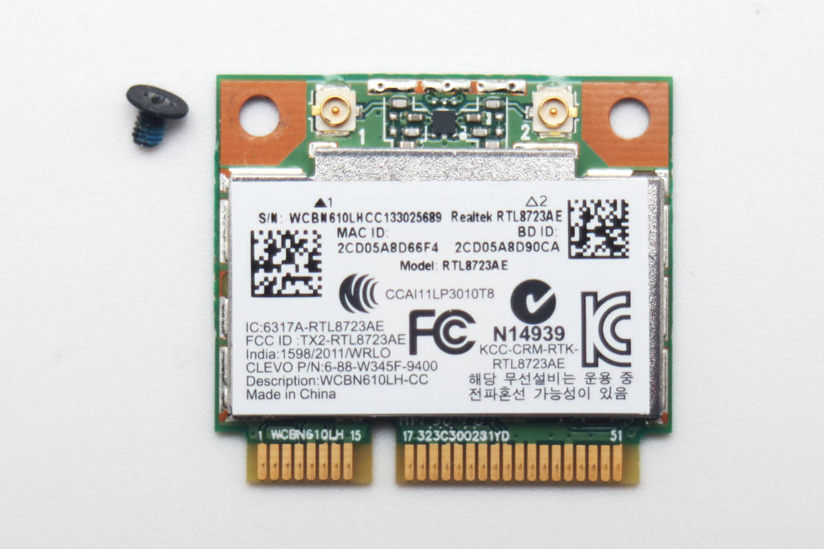  беспроводной LAN карта Realtek RTL8723AE Bluetooth 4.0 MouseComputer W25AEZ рабочий товар 