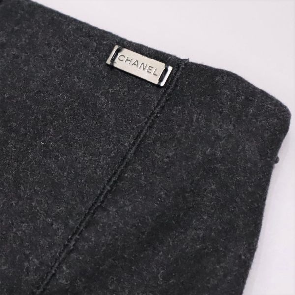 良品 ◆超レア◆ 国内正規品 99A Vintage CHANEL シャネル ウール カシミヤ プリーツ スリット ロング スカート 38 グレー フランス製_画像4