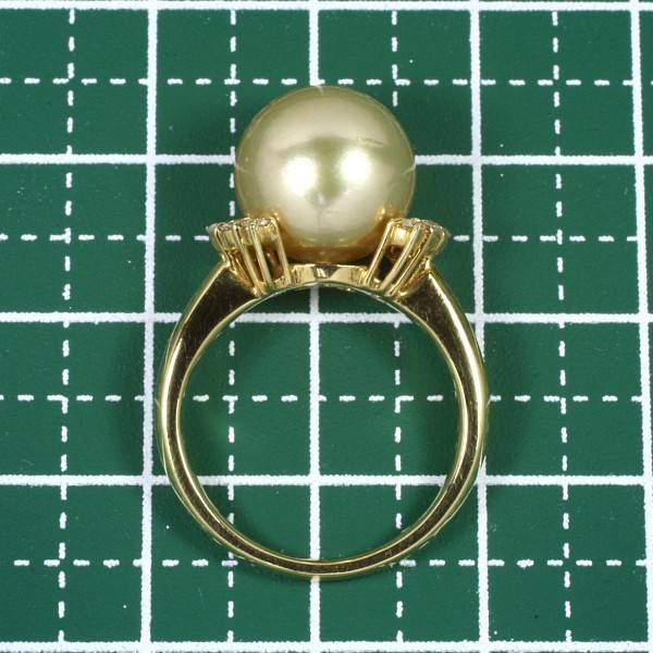 [ first come, first served . special price ][ new goods prompt decision ]K18 approximately 10.8mm south . Gold White Butterfly pearl ring diamond 0.25ct pearl ring PT008